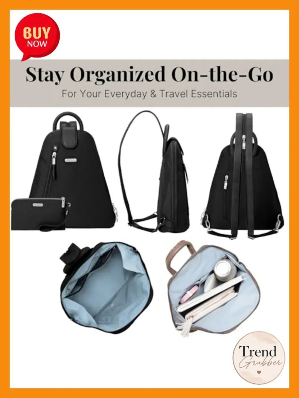 Lightweight Water-Resistant Convertible Sling Backpack with RFID Blocking